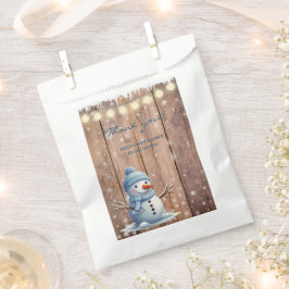 Rustikale moderne Elegant Blue Snowman Baby Dusche Geschenktütchen