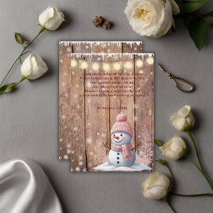 Rustikale moderne Elegant Snowman Baby Dusche Dankeskarte