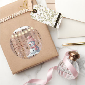 Rustikale moderne Elegant Snowman Baby Dusche Runder Aufkleber