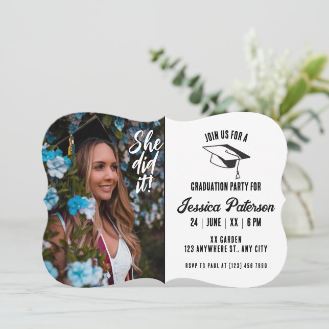 Rustikale Moderne Elegante Einfaches Abschluss Fot (Stehend Vorderseite)