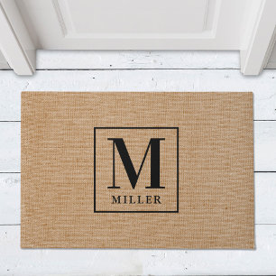Rustikale moderne Familienname-Monogramm Fußmatte