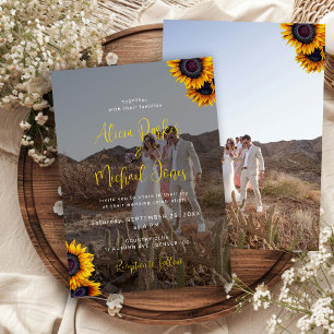 Rustikale moderne florale chic Fotohochzeit Einladung
