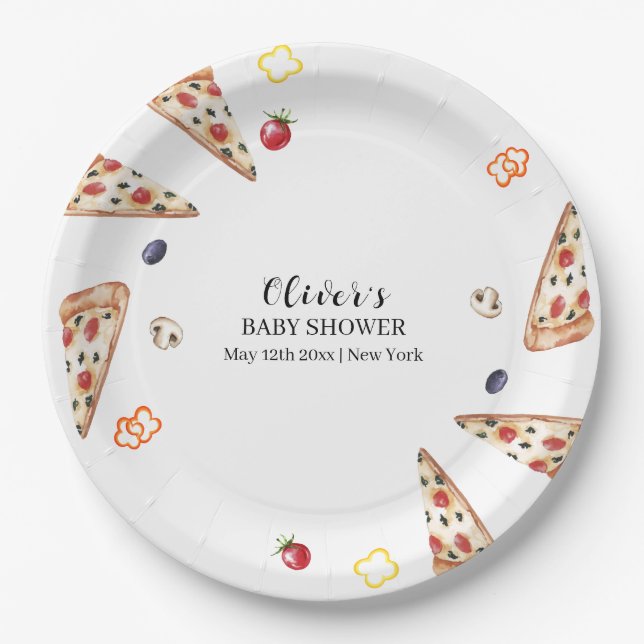 Rustikale moderne italienische Slice Pizza Baby Du Pappteller (Vorderseite)