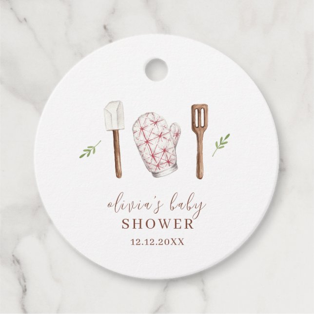 Rustikale moderne Koch Küche Stuff Babydusche Geschenkanhänger (Vorderseite)