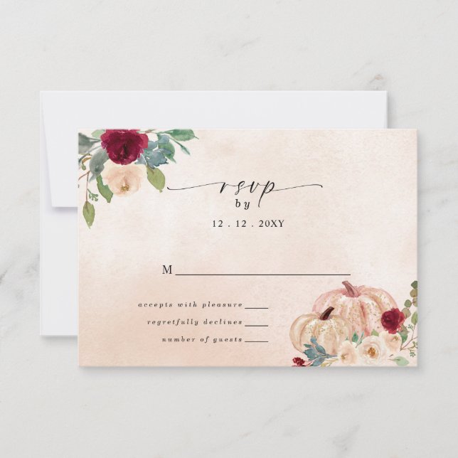Rustikale moderne Pumpkins Land Hochzeit im Herbst RSVP Karte (Vorderseite)