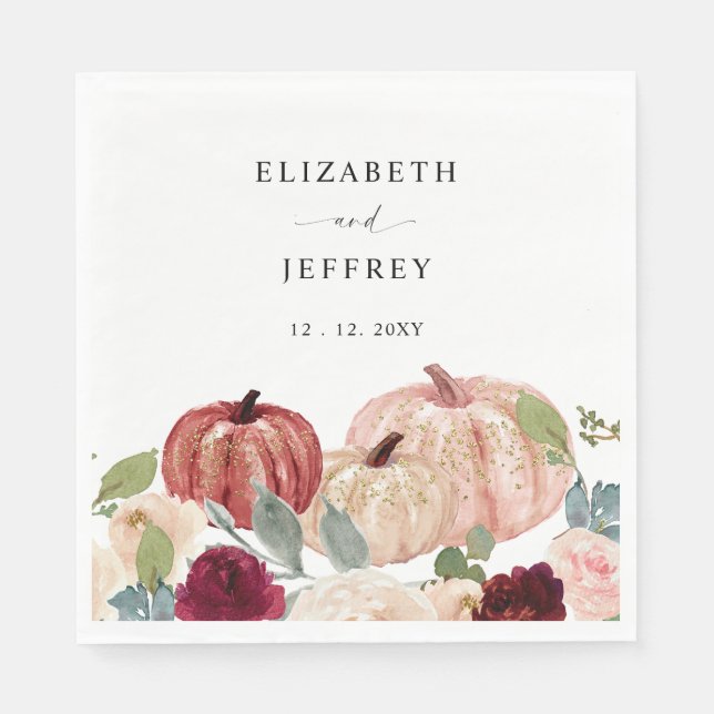 Rustikale moderne Pumpkins Land Hochzeit im Herbst Serviette (Vorderseite)