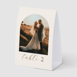 Rustikale moderne Schrift Foto Hochzeit Tischnumme Tischaufsteller
