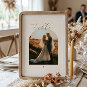 Rustikale moderne Schrift Foto Hochzeit Tischnumme Tischnummer