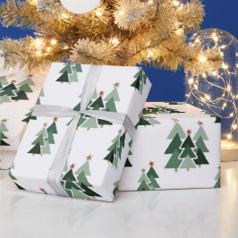 Rustikale moderne Weihnachtsbaumen Geschenkpapier