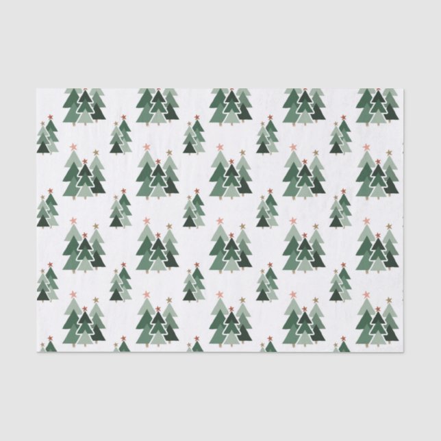 Rustikale moderne Weihnachtsbaumen Seidenpapier (Vorderseite)