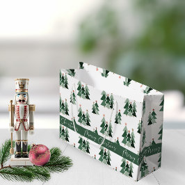 Rustikale, moderne Weihnachtsbaumtypografie Große Geschenktüte