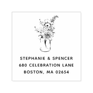 Rustikale Moderne Wildblume Mason Jar Wedding Adre Permastempel