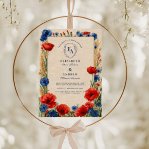 Rustikale Mohnblütenhochzeit Einladung