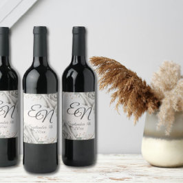 Rustikale Monogramm Blume Hochzeit Weinetikett