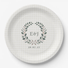 Rustikale Monogramm-I-Do-BBQ-Hochzeit Pappteller