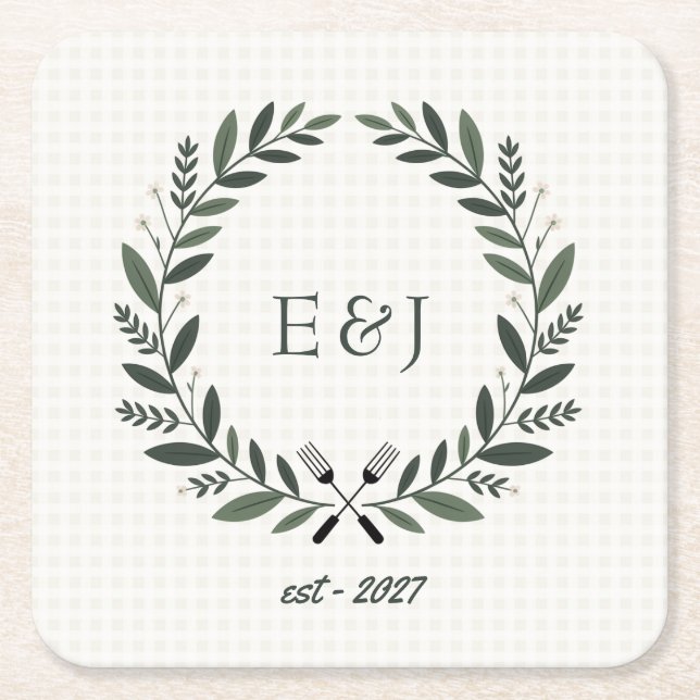 Rustikale Monogramm-Ich-mache-BBQ-Hochzeitsdusche Rechteckiger Pappuntersetzer (Vorderseite)