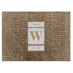 Rustikale Monogramm-Initiale aus Jute Schneidebrett