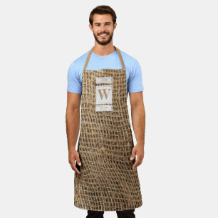 Rustikale Monogramm-Initiale aus Jute  Schürze