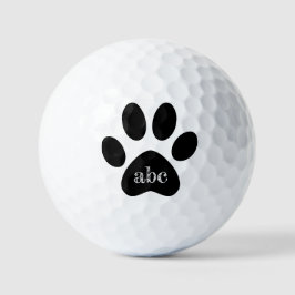 Rustikale Monogramm-Initialen Katzenhund schwarze  Golfball