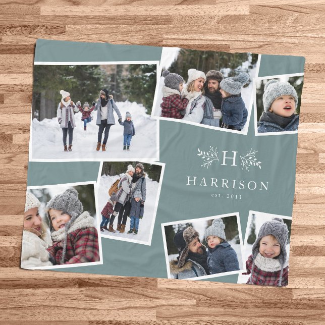 Rustikale Monogramm-Kollektion 7 Foto aquamarin Fleecedecke (Von Creator hochgeladen)