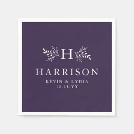 Rustikale Monogramm Pflaume lila Herbst Winterhoch Serviette