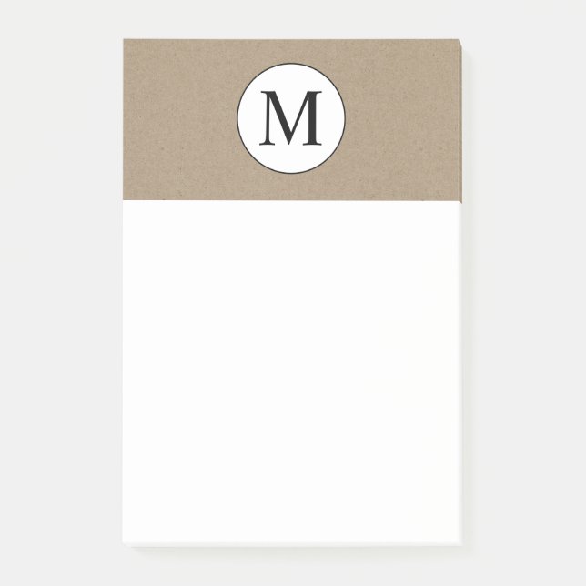Rustikale Monogramm-Post-Itanmerkungen Post-it Klebezettel (Vorderseite)