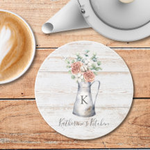 Rustikale Monogramm-Rose Eukalyptus-Baumwolle in e