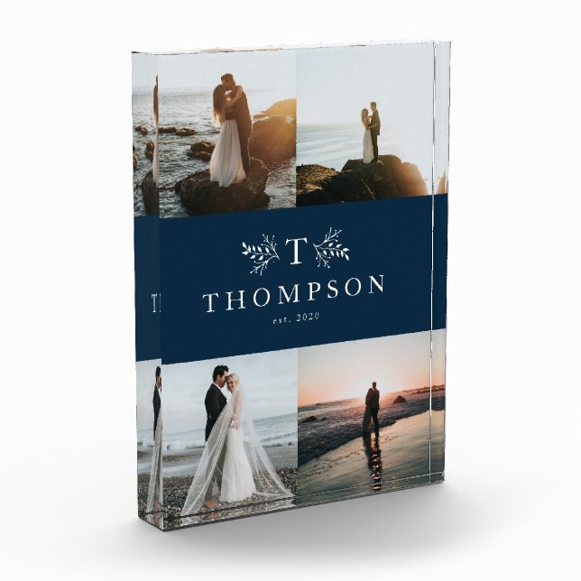 Rustikale Mononogramm-Marinebrause Fotoblock (Links)