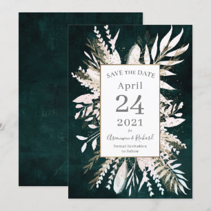 Rustikale Moody Green Botanicals Einladung