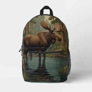 Rustikale Moose boho waldland wald see design Bedruckter Rucksack