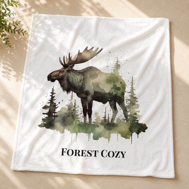Rustikale Moose Lodge Dekoration Wald Cozy Ästheti Fleecedecke (Von Creator hochgeladen)