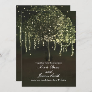 Rustikale Mossy-Lighted Tree Wedding Einladungen