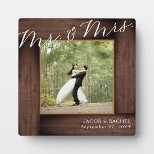 Rustikale Mr. & Mrs. Hochzeit Elegante Schrift Fot Fotoplatte