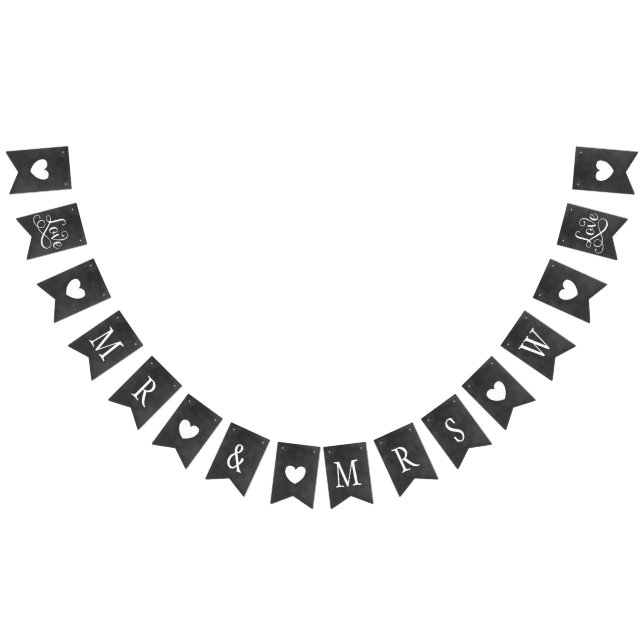 Rustikale Mr. und Mrs Black Chalkboard Custom Init Wimpelkette (Alle)