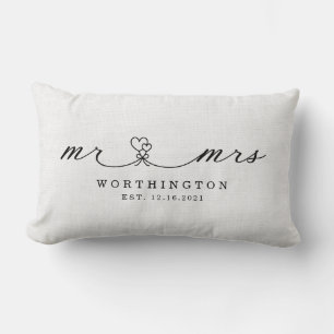 Rustikale Mr. und Mrs. Hochzeitsgeschenke für Fris Lendenkissen