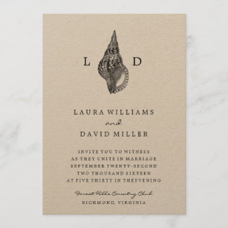 Rustikale Muschel am Strand Hochzeit Einladung