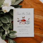 Rustikale Mushroom Moth Wedding rettet das Datum Save The Date<br><div class="desc">Rustikale Save the Date-Karte zur Darstellung von Pilzen und Motten.</div>