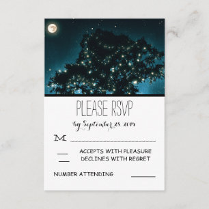 Rustikale Nachtlichtbaum Hochzeitskarte RSVP Karte