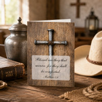 Rustikale Nägel Kreuz Holz Beileidskarte