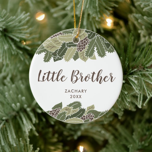Rustikale Natur Personalisiert kleine Brüderlandsc Keramik Ornament (Baum)