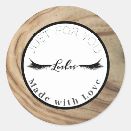 Rustikale Naturholzkörner Makeup Lashes Runder Aufkleber