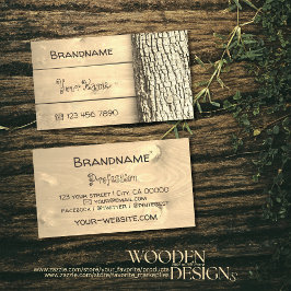 Rustikale Naturholzplatten Baumrinde Holzkörner Visitenkarte