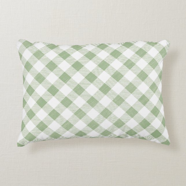 Rustikale Naturlandschaft Gingham Kariert Dekokissen (Vorderseite)