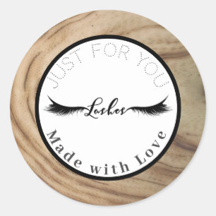 Rustikale natürliche Holzmaserung Wimpern Make-up Runder Aufkleber