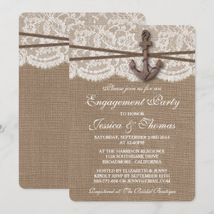 Rustikale Nautic Anchor Beach Engagement Party Einladung