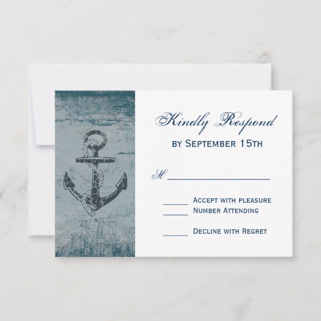 Rustikale Nautic Anchor Wedding RSVP Cards (Vorderseite)