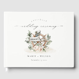 Rustikale Nautical Anchor Wheel Leafy Floral Weddi Gästebuch
