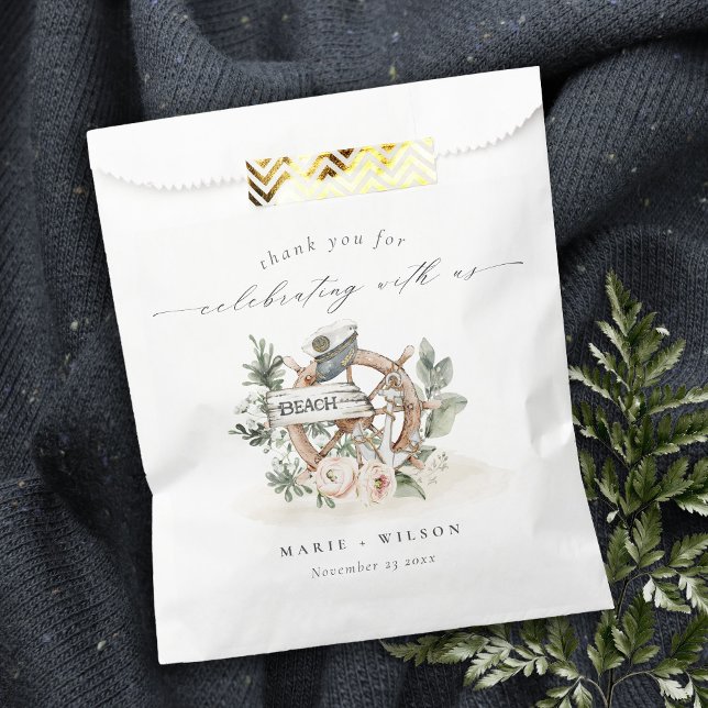 Rustikale Nautical Anchor Wheel Leafy Floral Weddi Geschenktütchen (Von Creator hochgeladen)