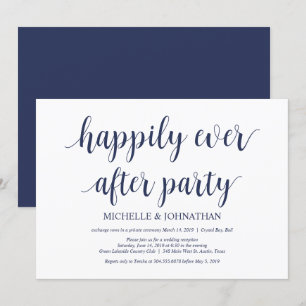 Rustikale Navy-Blau-Hochzeits-Elopement-Rezeption Einladung