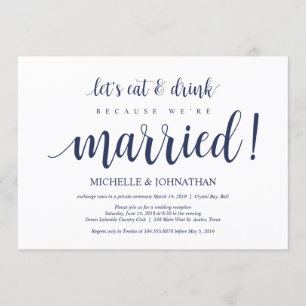 Rustikale Navy-Blau Hochzeits-Elopement-Rezeption Einladung